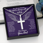 As I Sit In Heaven Navy - From Your Dad in Heaven - Engravable Snake Chain Cross Necklace - The Gift Eternal