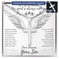 As I Sit in Heaven - From Your Son in Heaven - Engravable Snake Chain Cross Necklace - The Gift Eternal