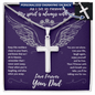 As I Sit In Heaven Navy - From Your Dad in Heaven - Engravable Snake Chain Cross Necklace - The Gift Eternal