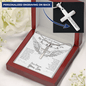 As I Sit in Heaven - From Your Son in Heaven - Engravable Snake Chain Cross Necklace - The Gift Eternal