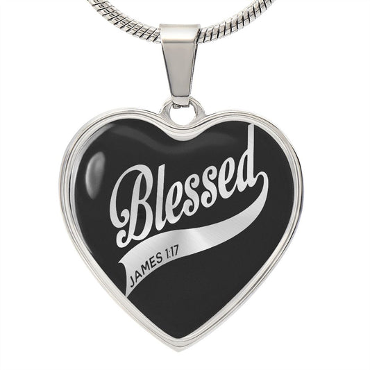 Blessed James 1:17 - Christian Gift for Her - Engravable Heart Pendant Necklace