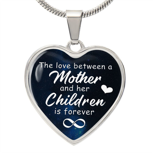 Love Between Mother and Her Children - Engravable Heart Pendant Necklace