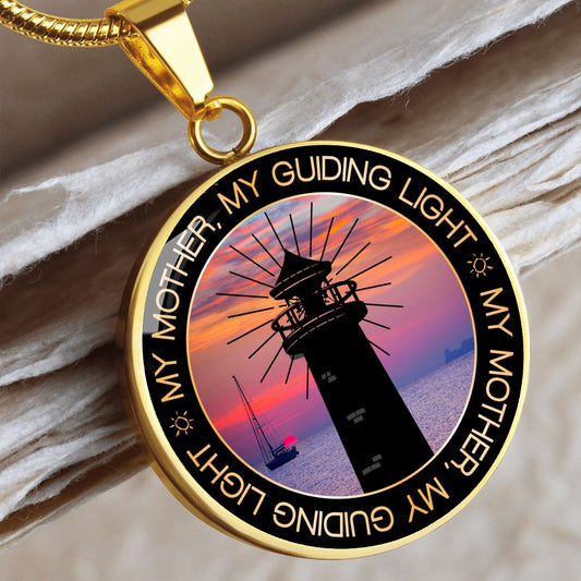 My Mother - My Guiding Light - Engravable Circle Pendant Necklace