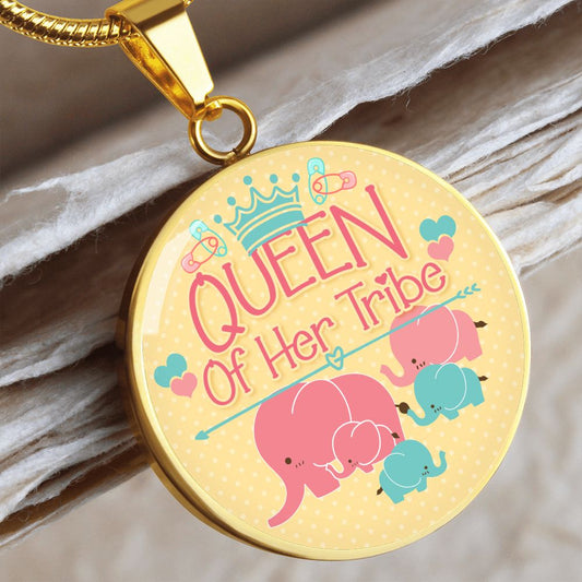 Mother - Queen of Her Tribe - Engravable Circle Pendant Necklace