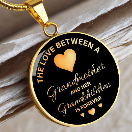 The Love Between - Grandmother and her Grandchildren - Engravable Circle Pendant Necklace