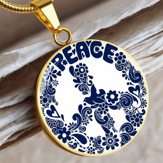 Peace - Engravable Circle Pendant Necklace