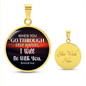 When You Go Through Deep Waters - Isiah 43:2 - Engravable Circle Pendant Necklace