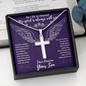 As I Sit In Heaven Navy - From Your Son in Heaven - Engravable Snake Chain Cross Necklace - The Gift Eternal
