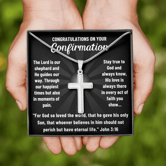 Catholic Confirmation Cross Gift - Congratulations on Your Confirmation - Engraved Cross Necklace for Him and Her - Personalized Gift