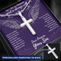 As I Sit In Heaven Navy - From Your Son in Heaven - Engravable Snake Chain Cross Necklace - The Gift Eternal