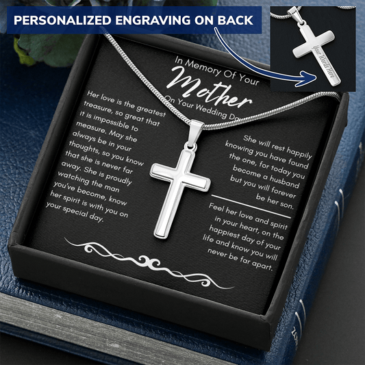 In Loving Memory of Your Mother - Engravable Snake Chain Cross - The Gift Eternal