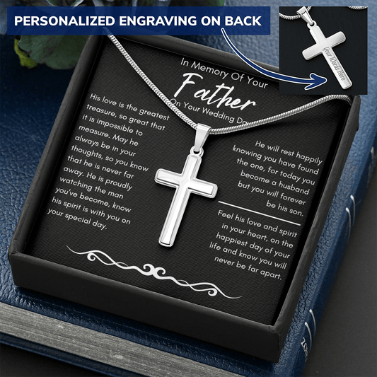 In Loving Memory of Your Father - Engravable Snake Chain Cross Snake Chain Cross - The Gift Eternal