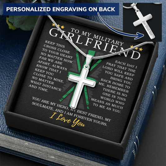 To My Military Girlfriend - UK Military Appreciation - Engravable Snake Chain Cross - The Gift Eternal