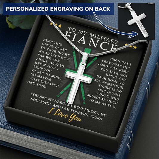 To My Military Fiance - UK Military Appreciation - Engravable Snake Chain Cross - The Gift Eternal