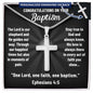 Christian Baptism Cross Gift - Congratulations on Your Baptism - Engraved Cross Necklace for Him and Her - Personalized Engraving Gift