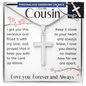 To My Cousin - Holy Dove - Engravable Snake Chain Cross - For Her - The Gift Eternal