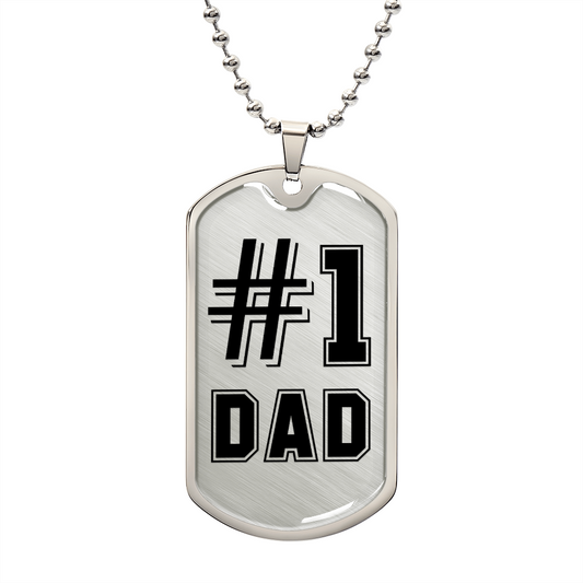 Number 1 Dad - Military Dog Tag Chain Necklace