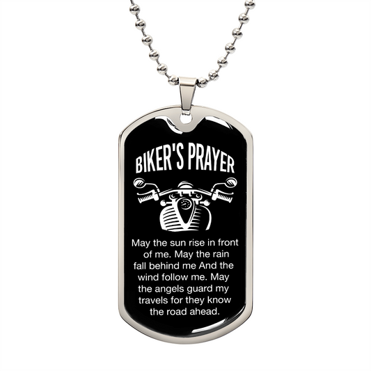 Biker's Prayer - Military Dog Tag Chain Necklace