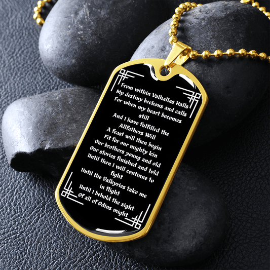 From Within Valhallas Halls - Engravable Dog Tag Necklace - The Gift Eternal