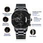 To My King - I Love You - Engraved Black Chronograph Watch