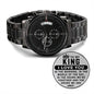 To My King - I Love You - Engraved Black Chronograph Watch