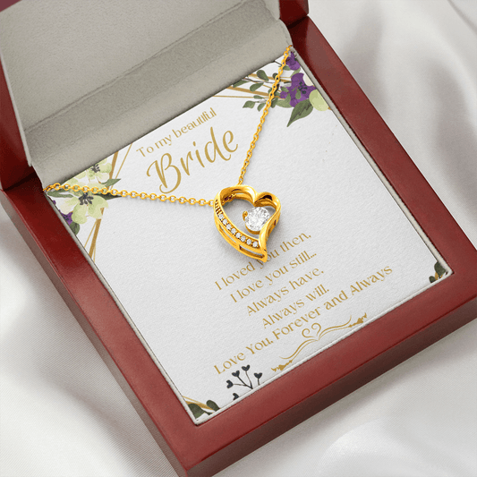 To My Beautiful Bride - Golden Floral Love - Forever Love Necklace - The Gift Eternal