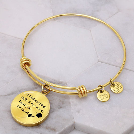 If I Did Anything - Engravable Bangle Bracelet with Circle Pendant