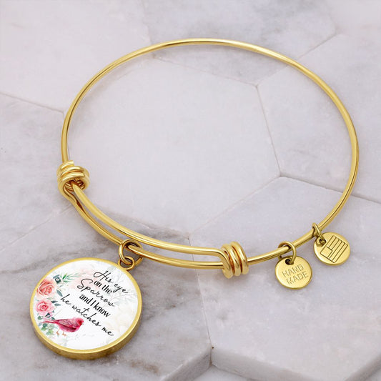 Sparrow - Engravable Bangle Bracelet with Circle Pendant