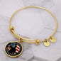 Daughter - Protected by a Veteran - Engravable Bangle Bracelet with Circle Pendant