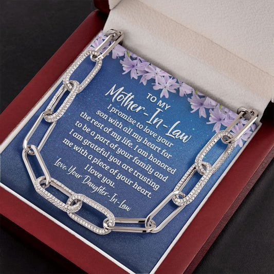 To My Mother-in-Law - I Promise to Love Your Son With all My Heart - Forever Linked Necklace