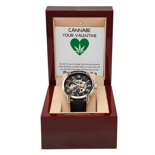 Cannabe Your Valentine - Cannabis Inspired - Men's Openwork Watch - The Gift Eternal