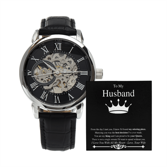 To My Husband King - Crown Love - Men's Openwork Watch - The Gift Eternal