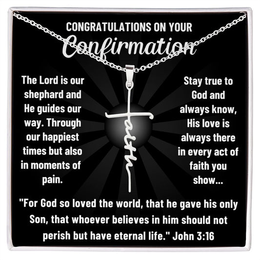 Catholic Confirmation Faith Cross Gift - Congratulations on Your Confirmation - Faith Cross Necklace for Her