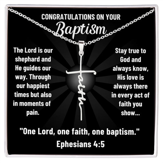 Christian Baptism Faith Cross Gift - Congratulations on Your Baptism - Faith Cross Necklace for Her