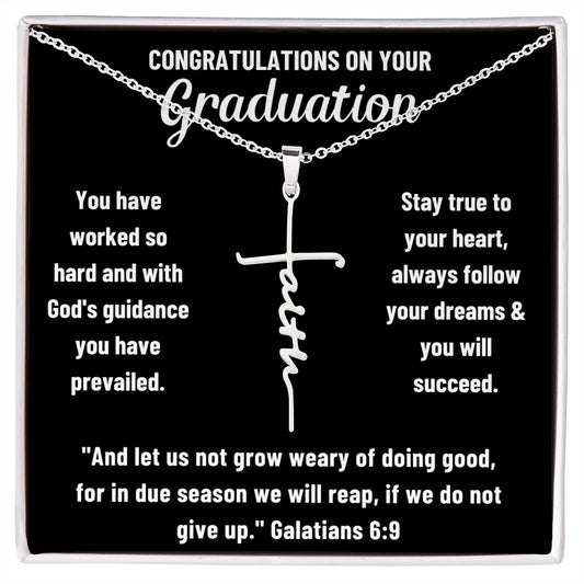 Christian Graduation - Congratulations on Your Graduation - Faith Cross Necklace