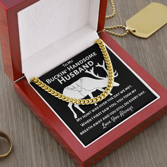 To My Buckin' Handsome Husband Cuban Chain Necklace