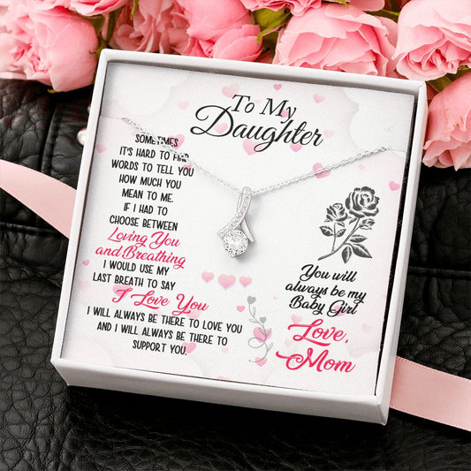 Daughter Necklace from Mom - Loving You and Breathing - Alluring Beauty Necklace