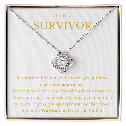 To My Survivor - Golden Love - Terminal Illness Get Well Gift - Love Knot Necklace - The Gift Eternal