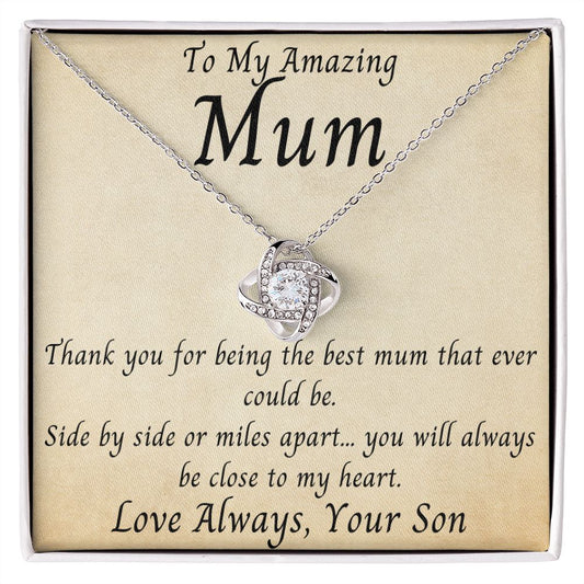Amazing Mum - Always Close To My Heart - Love Knot Necklace from Son UK Version