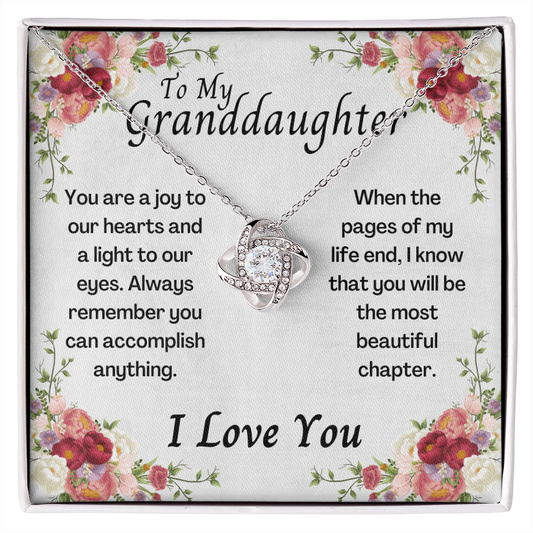 To My Granddaughter You Are A Joy - Floral - Love Knot Necklace