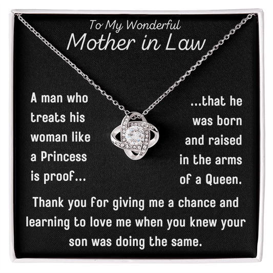 To My Wonderful Mother in Law - Mono Noir - Love Knot Necklace - The Gift Eternal