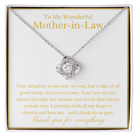 To My Wonderful Mother-In-Law from Son-in-Law - Golden Love Wedding Gift - Love Knot Necklace - The Gift Eternal