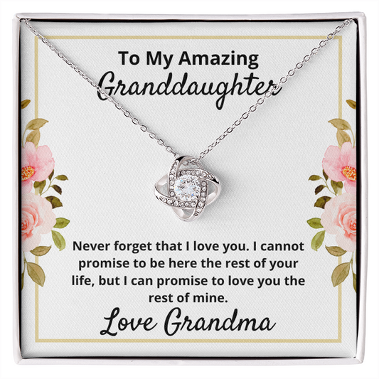 To My Amazing Granddaughter - Floral - Love Knot Necklace