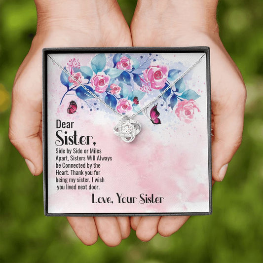Dear Sister - Connected at the Heart - Love Knot Necklace