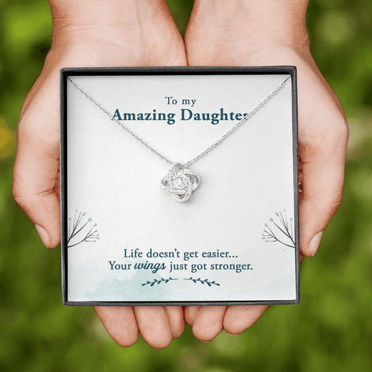 To My Daughter - Your Wings just got Stronger Love Knot Necklace