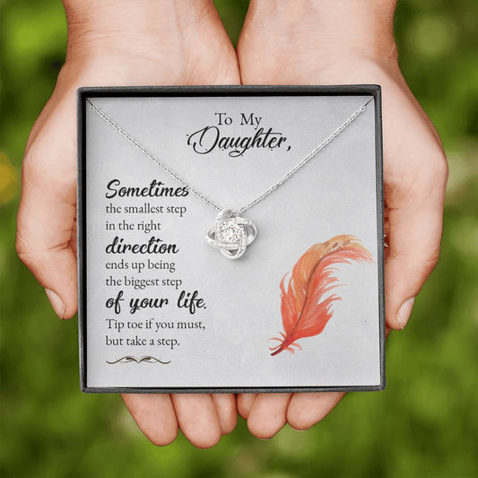 To My Daughter - The Smallest Steps Love Knot Necklace
