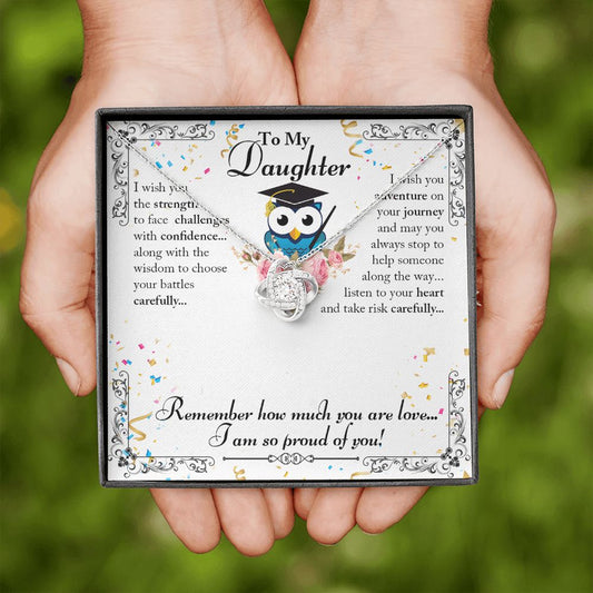 To My Daughter - I Wish You Strength Love Knot Necklace