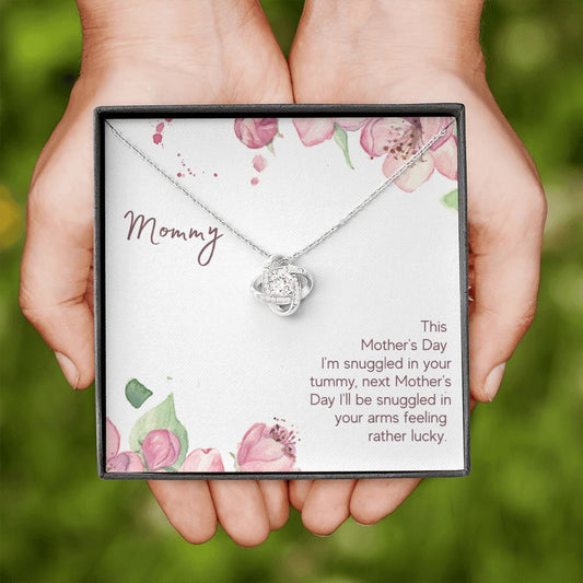 Mommy - Snuggled in Your Tummy - Love Knot Necklace