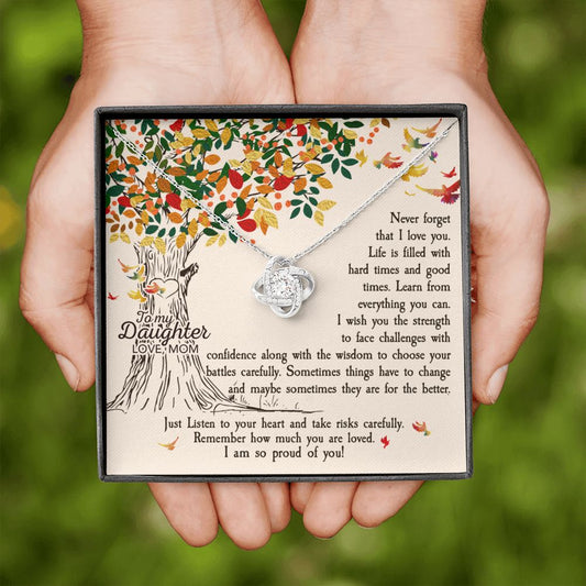 To My Daughter from Mom - Never Forget That I Love You - Tree Love Knot Necklace