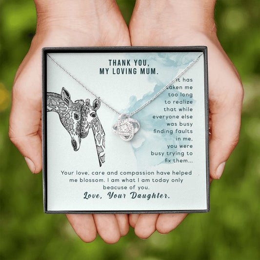 Thank You My Loving Mum Love Your Daughter - Love Knot Necklace